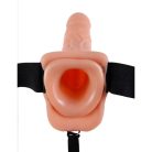 Pipedream Fetish Fantasy Series 7" Vibrating Hollow Strap-On with Balls Flesh - Felcsatolható vibrátor