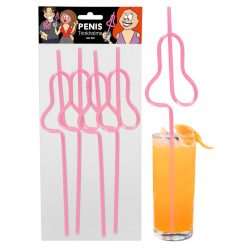 Péniszes (hajlított) szívószál - pink (4db)