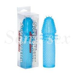 Super stretch. Blue silicone sleeve - péniszköpeny   