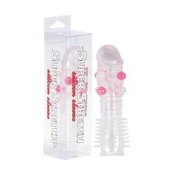   Super stretch. Transparent silicone sleeve with little balls - péniszköpeny   