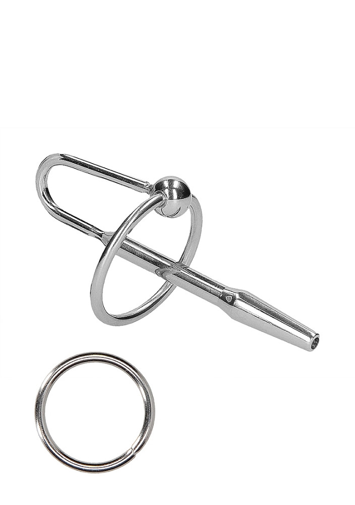 Ouch!Stainless Steel Penis Plug with Glans Ring - 0.3" / 8 mm