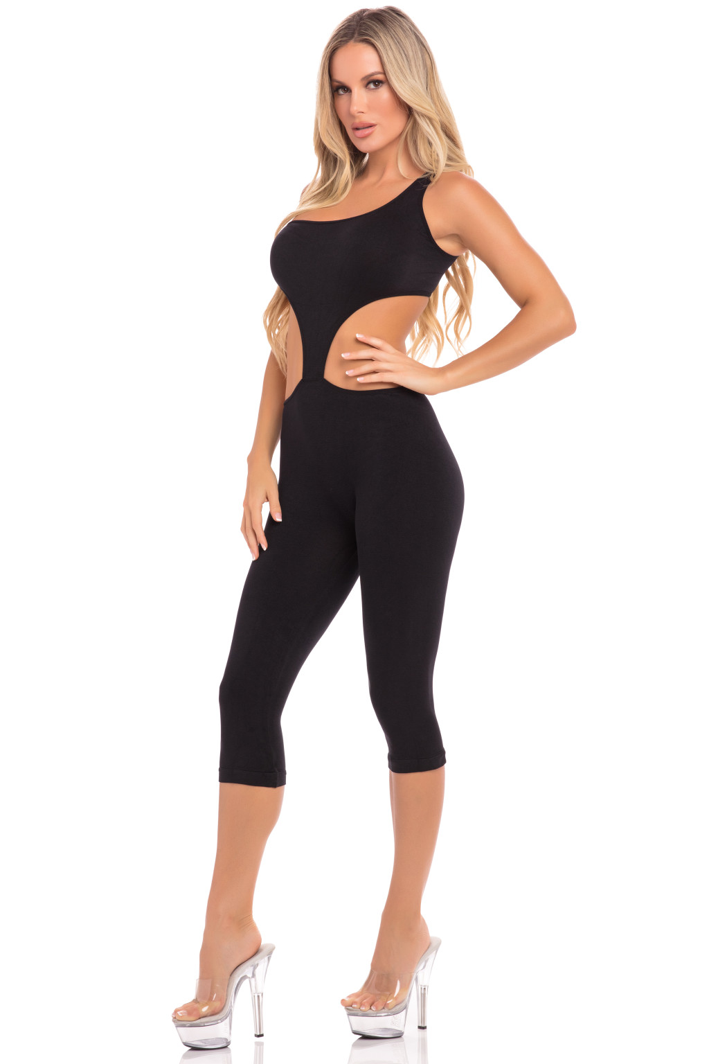 Pink Lipstick One Shoulder Cropped Black cicaruha